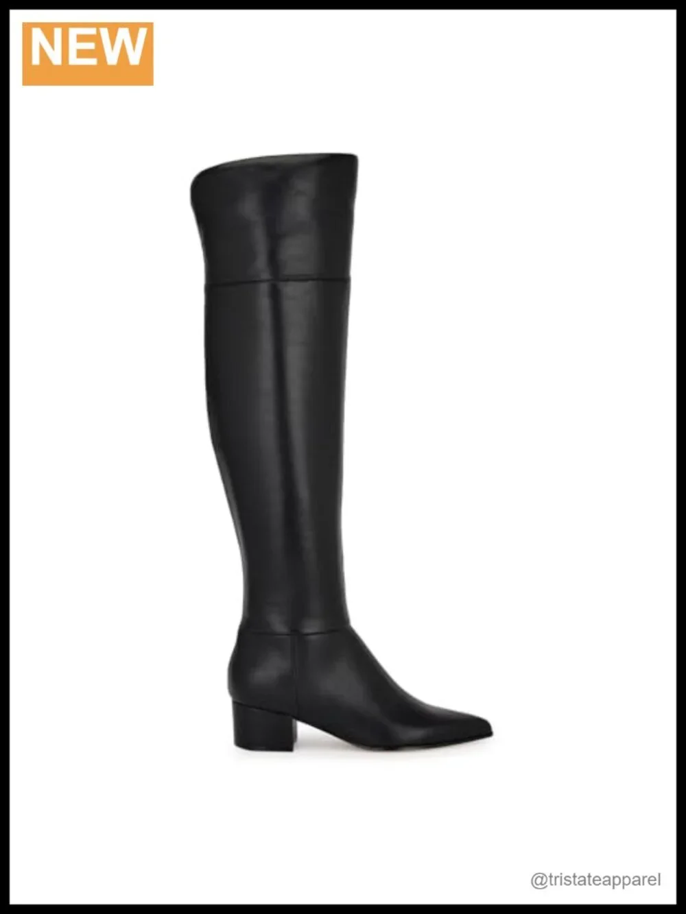 Nine West Over-the-Knee Equestrian Boots Pointed Toe Zip Faux Leather Block Heel